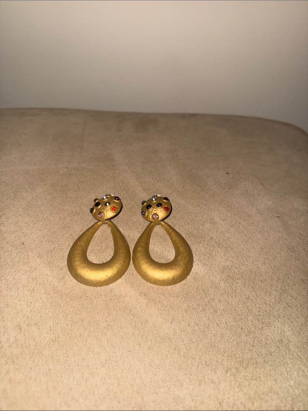 Zara Gold Teardrop Earrings with Multicolored Stones